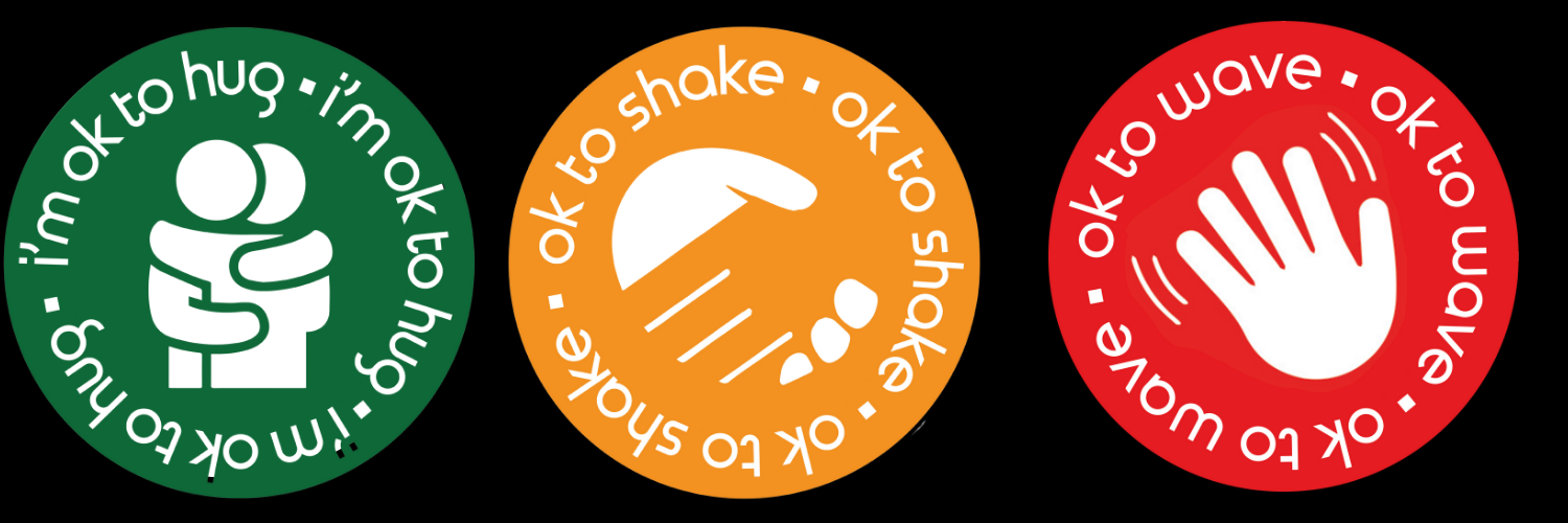 ok to wave hug shake social distance stickers covid